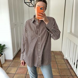 Gently used Arket oversized brown striped button down | Size M